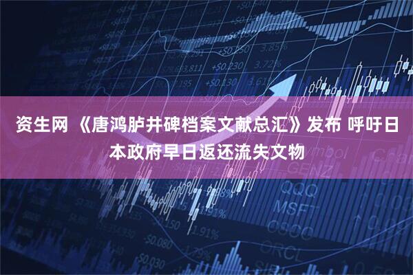 资生网 《唐鸿胪井碑档案文献总汇》发布 呼吁日本政府早日返还流失文物