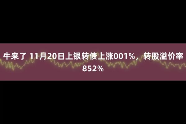 牛来了 11月20日上银转债上涨001%，转股溢价率852%